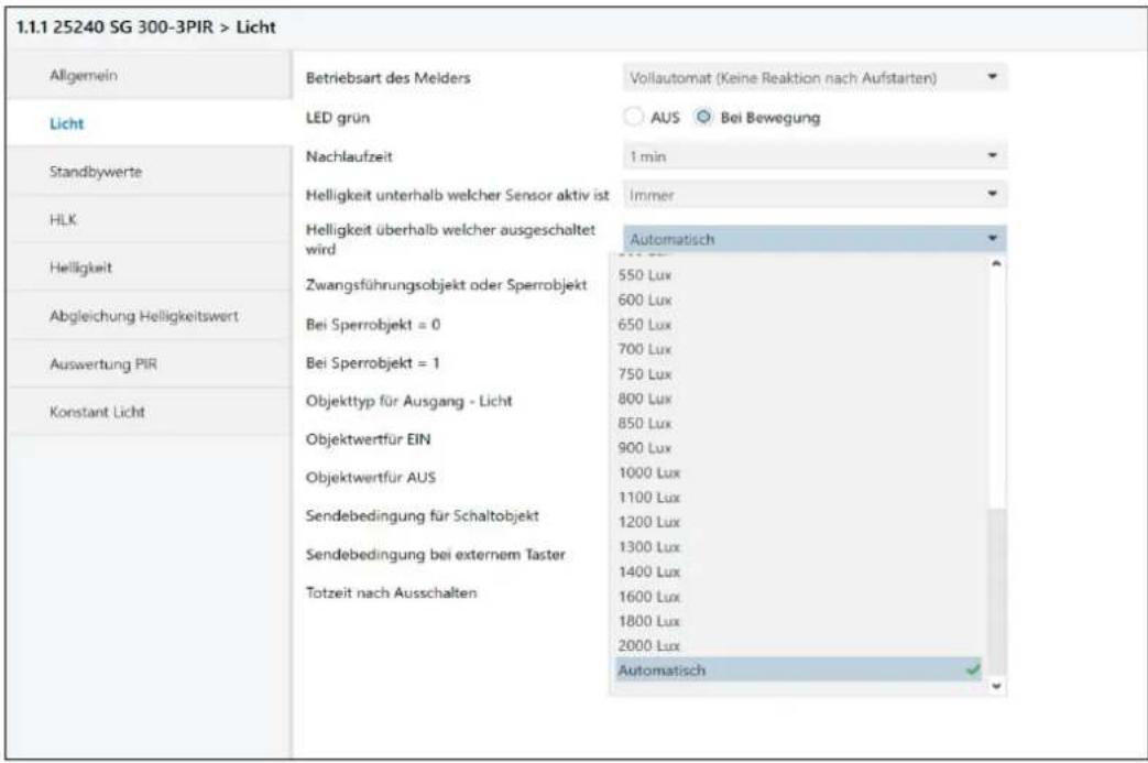 Niko Swiss Garde 300 KNX - Automatische Adaption der „Licht- AUS“ Schwelle - 1