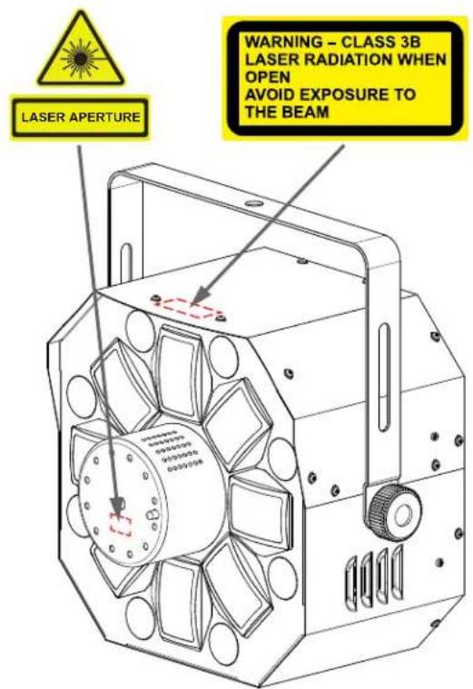 Chauvet Swarm Wash FX ILS - Warn- und Sicherheitsschilder auf dem Lasergerät - 2