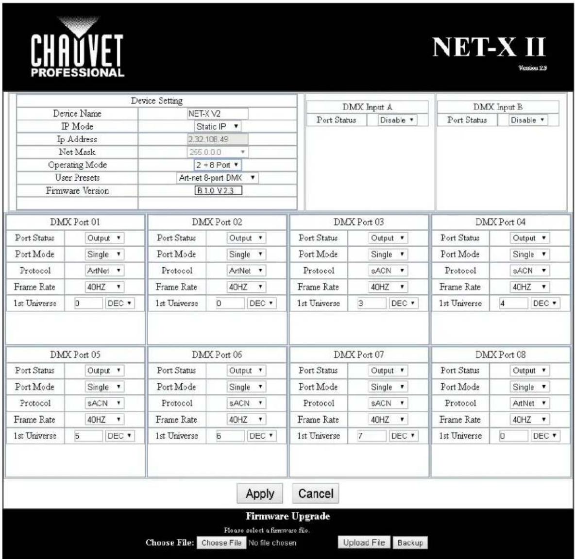 Chauvet NETX II - Web Server - 1