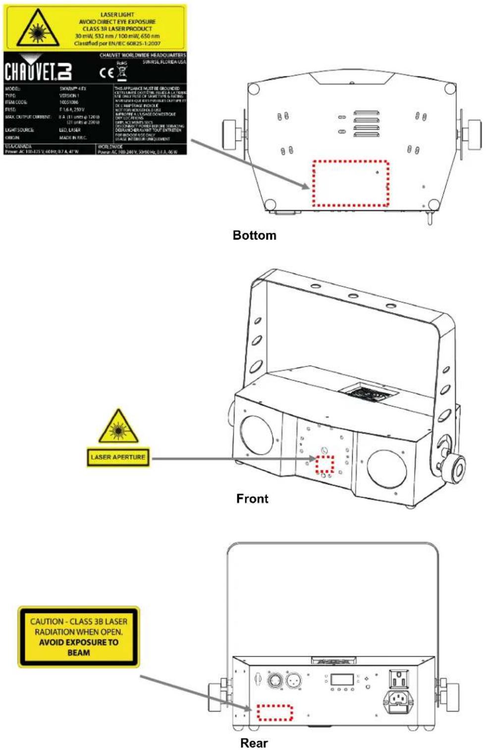 Chauvet Swarm 4 FX - STOP AND READ ALL THE LASER SAFETY NOTES BELOW - 3
