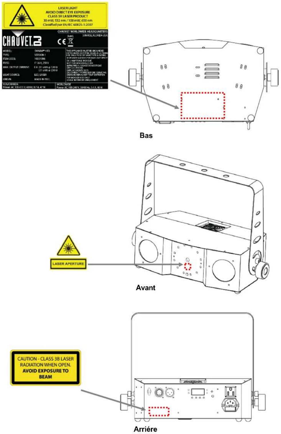 Chauvet Swarm 4 FX - LIRE L'INTÉGRALITÉ DES CONSIGNES DE SÉCURITÉ DES LASERS AVANT DE CONTINUER - 4