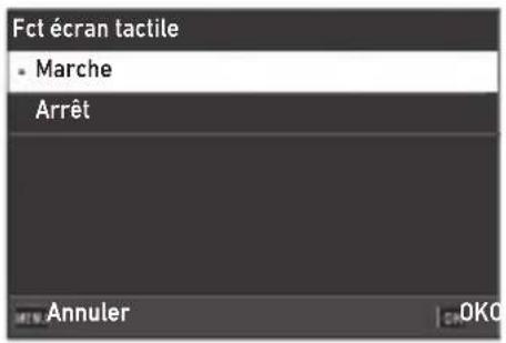Fct écran tactile • Marche Arrêt Annuler OKO