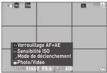 Verrouillage AF+AE Sensibilité ISO Mode de déclenchement Photo/Video 1/4001/400.6=5.6 8.400.400