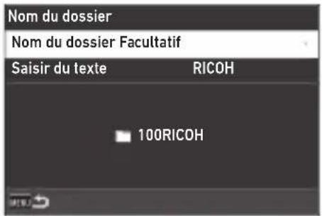 Nom du dossier Nom du dossier Facultatif Saisir du texte RICOH 100RICOH