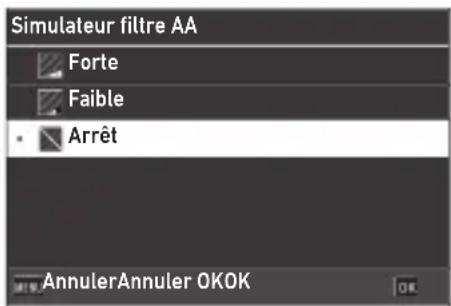 Simulateur filtre AA Forte Faible Arrêt AnnulerAnnuler OKOK