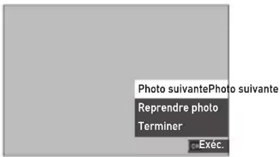 Photo suivante Photo suivante Reprendre photo Terminer Exéc.