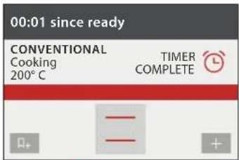 00:01 since ready CONVENTIONAL Cooking 200°C TIMER COMPLETE + +