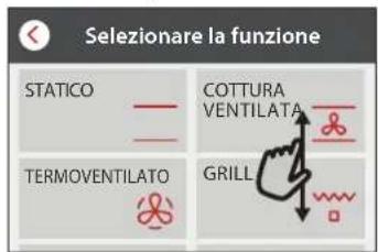 Selezionare la funzione STATICO —— COTTURA VENTILATA TERMOVENTILATO GRILL