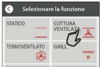Selezionare la funzione STATICO —— COTTURA VENTILATA —— TERMOVENTILATO 🎨️ GRILL 🎨