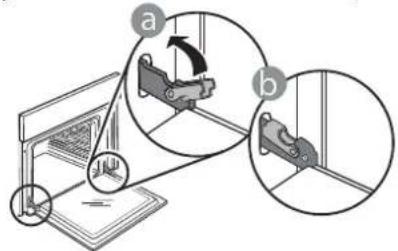Diagram illustrating mechanical assembly steps with labeled components and directional arrows