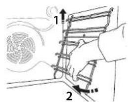 Diagram showing a hand holding a ladder with two labeled parts, likely illustrating a physics or engineering concept.