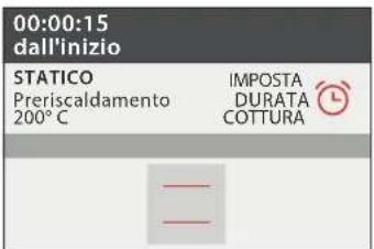 00:00:15 dall'inizio STATICO Preriscaldamento 200°C IMPOSTA DURATA COTTURA