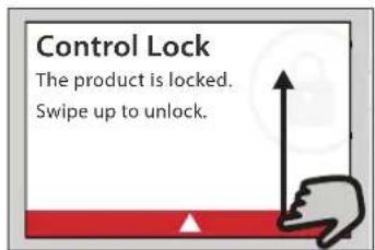 Control Lock The product is locked. Swipe up to unlock.