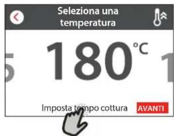 Seleziona una temperatura 180°C Imposta tempo cottura AVANTI