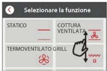 Selezionare la funzione STATICO —— COTTURA VENTILATA TERMOVENTILATO GRILL