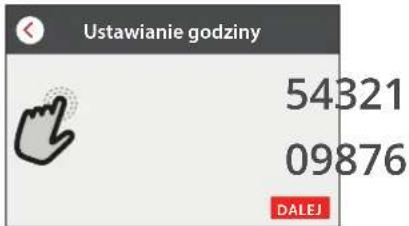 Ustawianie godziny 54321 09876 DALEJ