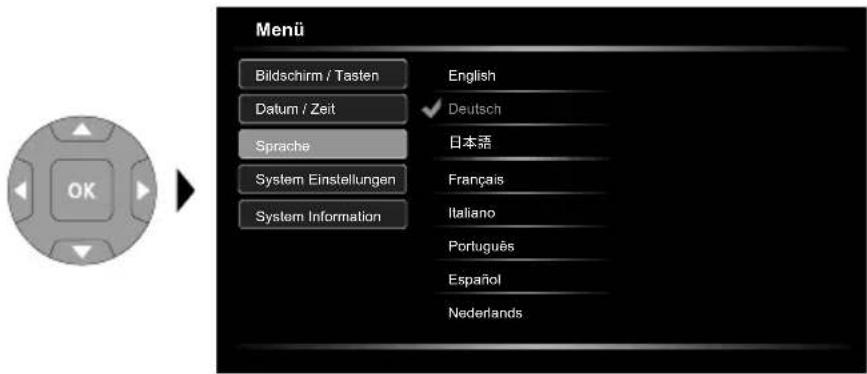 Laserliner VideoFlex HD Micro - Einstellungsmodus: Sprache ändern (EN, DE, JP, FR, IT, PT, ES, NL) - 1