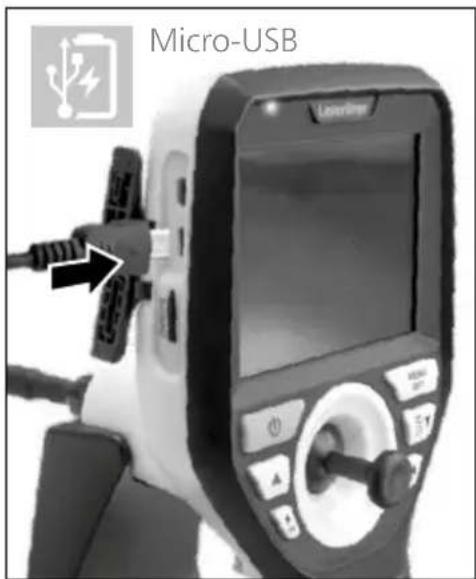 Laserliner VideoInspector 3D - Utilização da unidade de alimentação / bateria de iões de lítio - 1