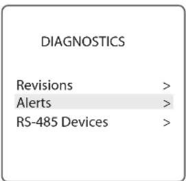POLARIS PAC - Paramètres d'installation > diagnostics > alertes - 1