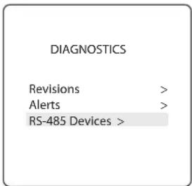 POLARIS PAC - Paramètres d'installation > diagnostics > périphériques RS-485 - 1