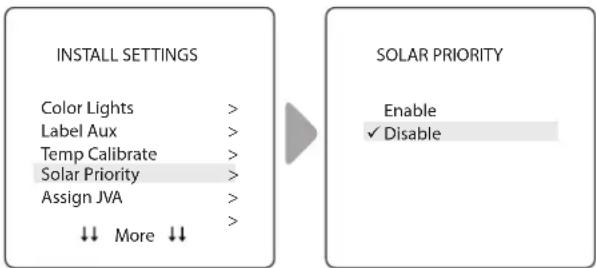 POLARIS PAC - INSTALL SETTINGS>SOLAR PRIORITY - 1