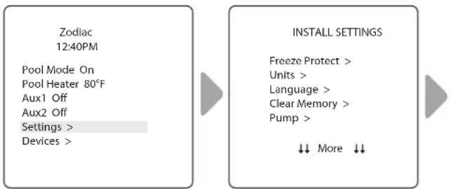 POLARIS PAC - Para acceder al menú de configuración de la instalación: - 1