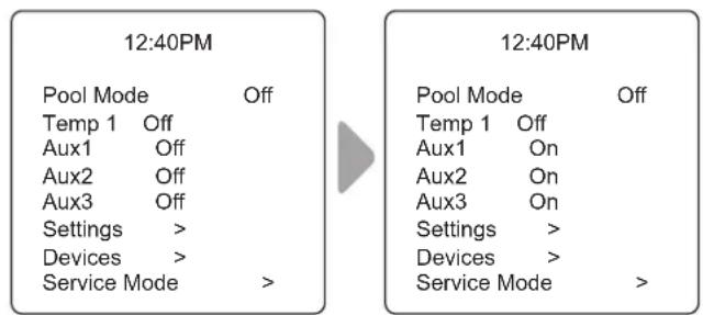 POLARIS PAC - Turn Aux1, Aux2 or Aux3 On/Off - 1
