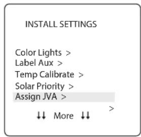 POLARIS PAC - INSTALL SETTINGS>ASSIGN JVA - 1