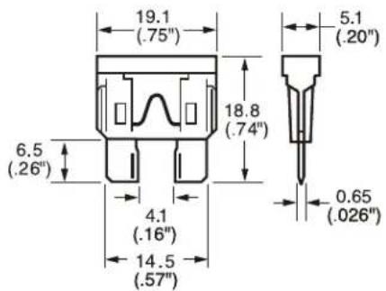 19.1 (.75") 6.5 (.26") 4.1 (.16") 14.5 (.57") 18.8 (.74") 5.1 (.20") 0.65 (.026)