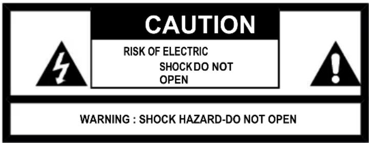 CAUTION RISK OF ELECTRIC SHOCK DO NOT OPEN WARNING : SHOCK HAZARD-DO NOT OPEN