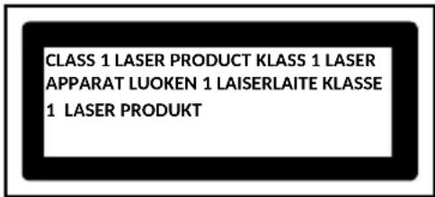 CLASS 1 LASER PRODUCT KLASS 1 LASER APPARAT LUOKEN 1 LAISERLAITE KLASSE 1 LASER PRODUKT