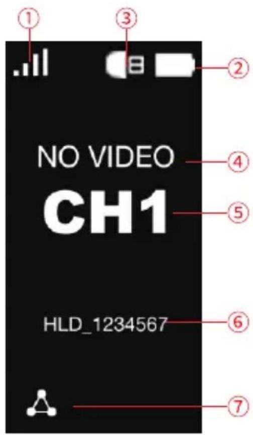 ① ③ ② NO VIDEO CH1 ④ ⑤ ⑥ HLD_1234567 ⑦