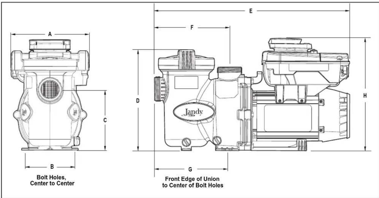 Jandy VS FloPro - Product Dimensions - 1
