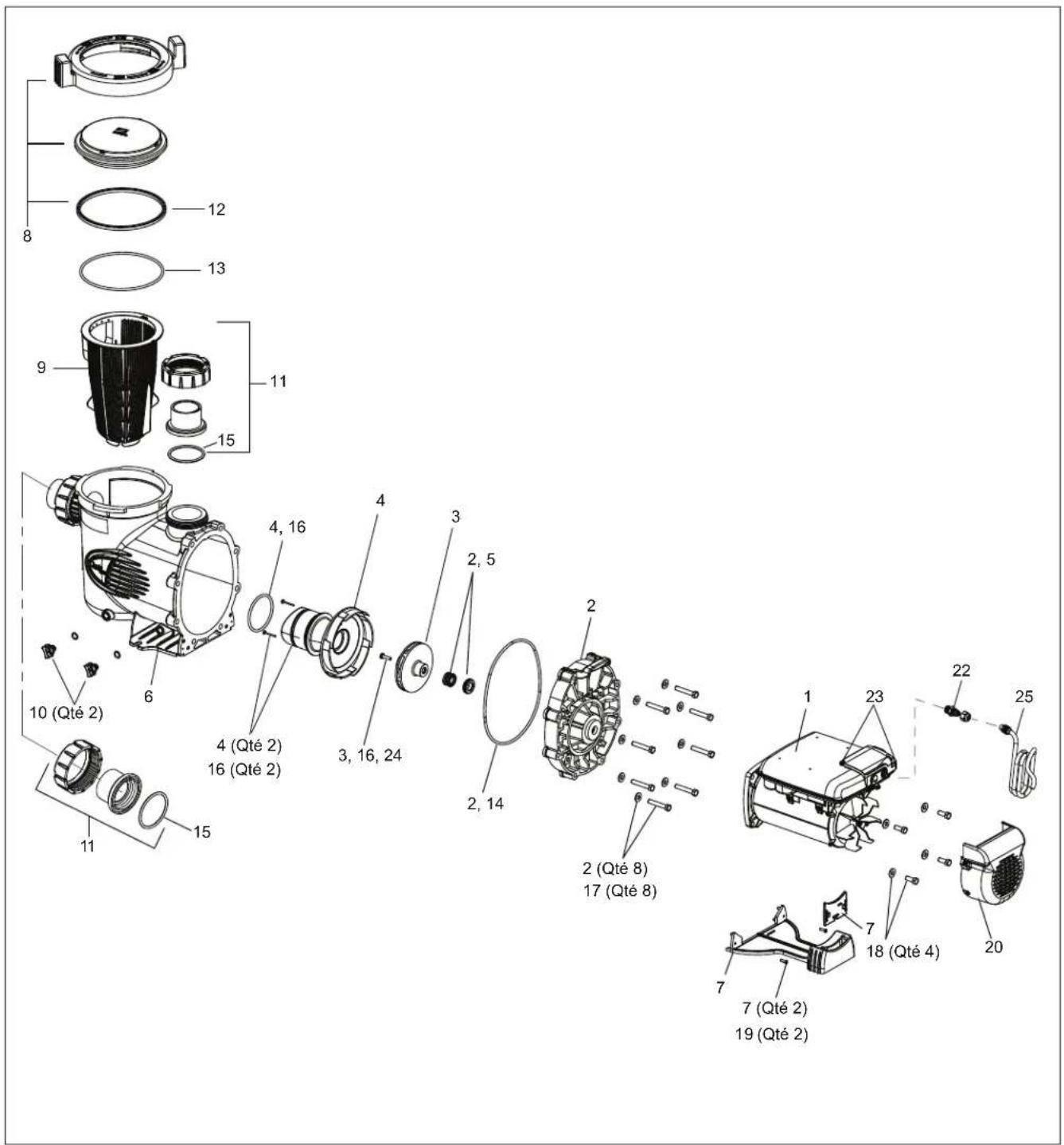 Jandy ePump + SVRS - Liste et vue éclatée des pièces de rechange - 1