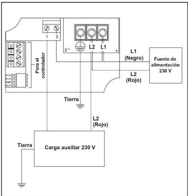 Jandy ePump + SVRS - Diagrama de cableado para la fuente de alimentación compartida y carga auxiliar de 230 V - 1