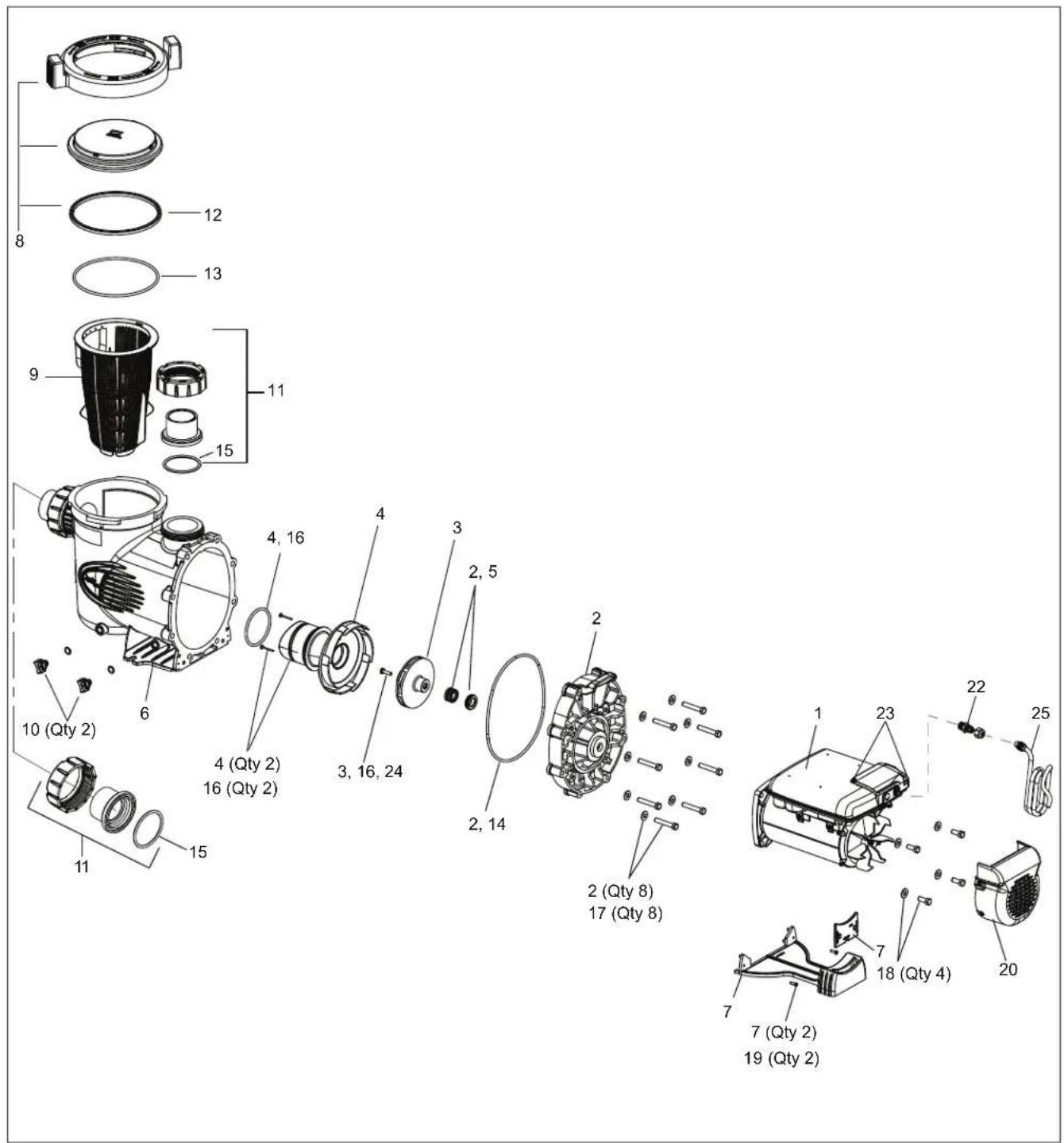 Jandy ePump + SVRS - Replacement Parts List and Exploded View - 1