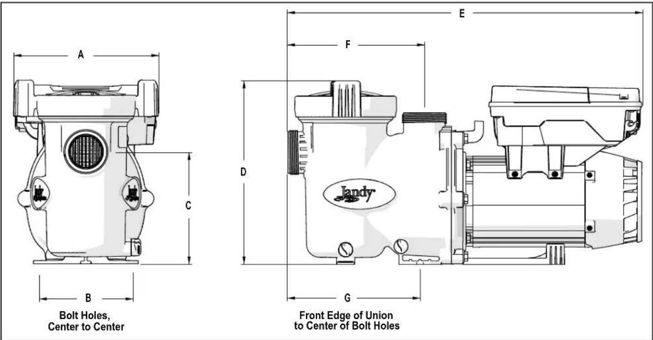 Jandy VSSHP270DV2A - Product Dimensions - 1