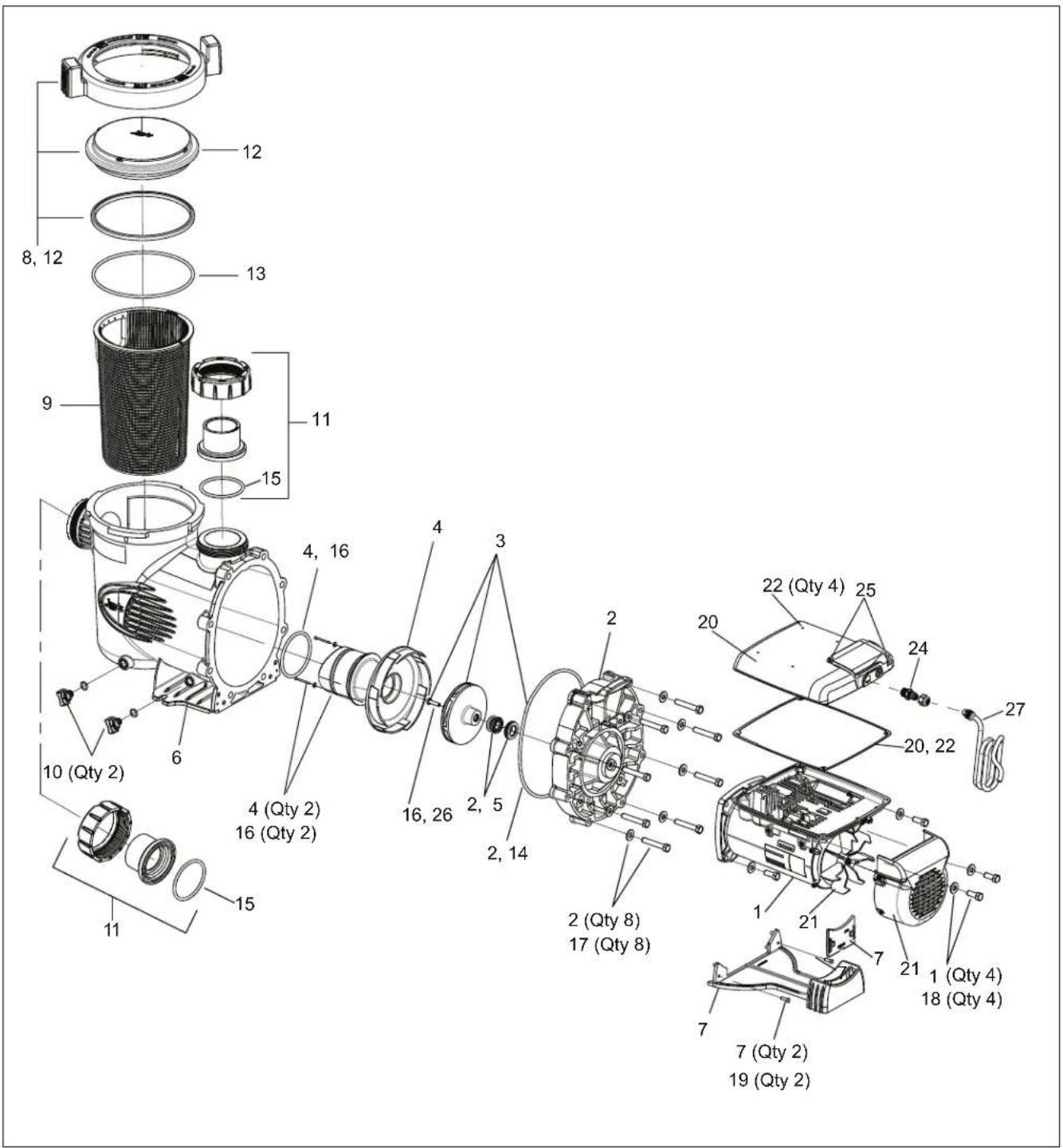 Jandy VSSHP220AUT - Replacement Parts List and Exploded View - 1