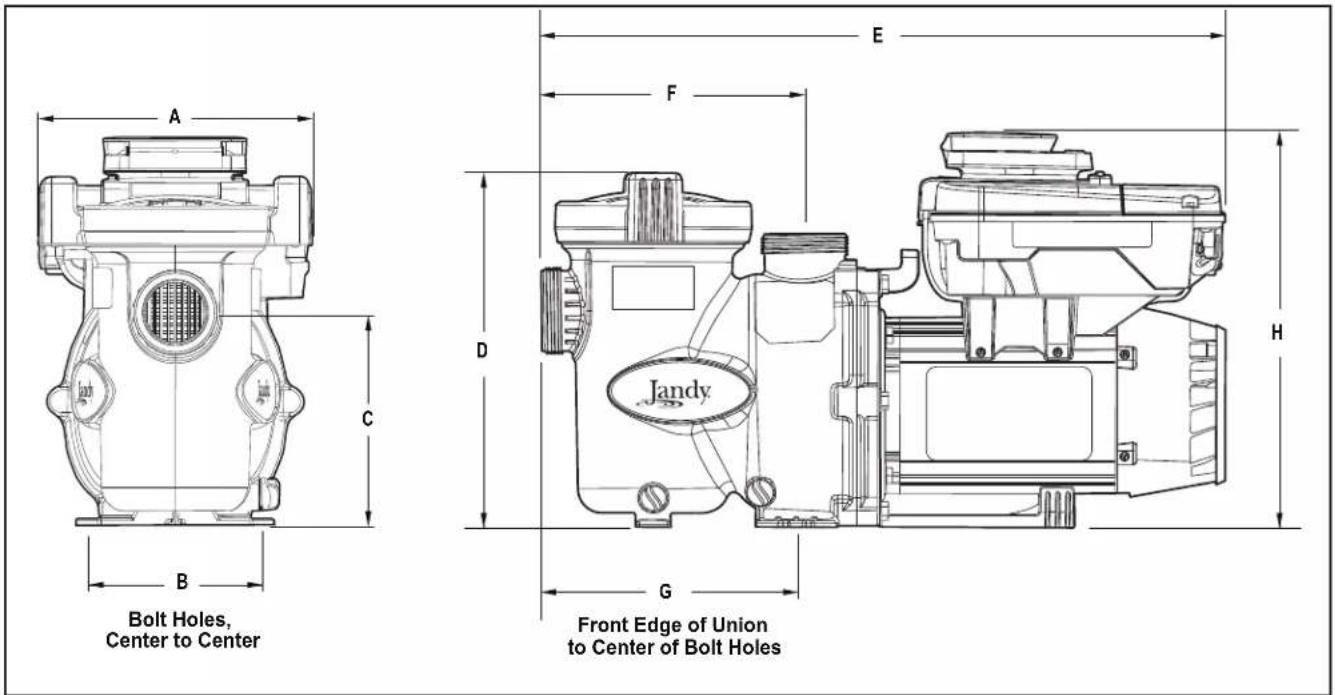 Jandy VS PlusHP - Product Dimensions - 1