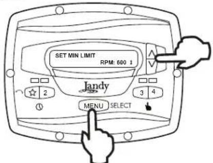 Jandy JEPR - Vitesses minimum et maximum de la pompe - 1