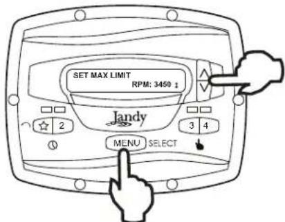 Jandy JEPR - Vitesses minimum et maximum de la pompe - 2
