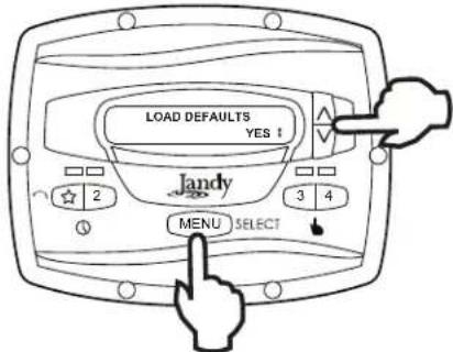 Jandy JEPR - Charger les valeurs par défaut - 1