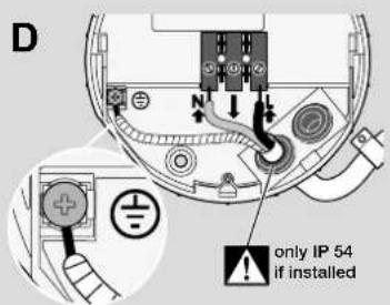 D only IP 54 if installed