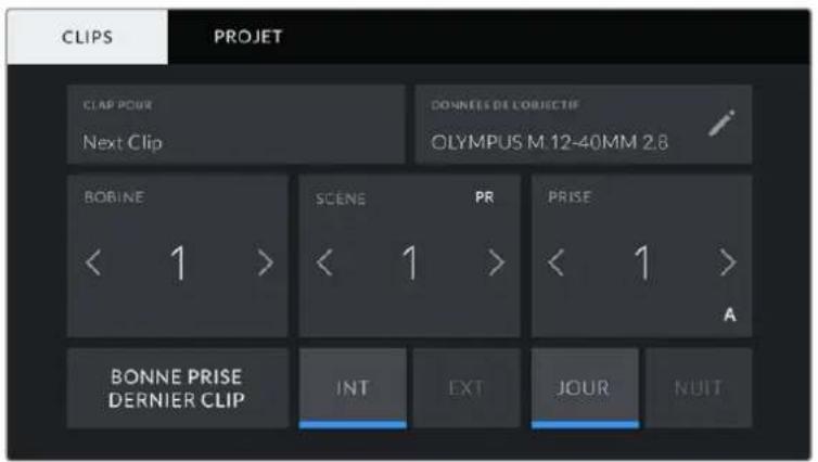 Blackmagic Design Pocket Cinema Camera 6K Pro - Métadonnées des clips - 1
