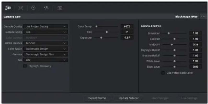 Blackmagic Design Pocket Cinema Camera 6K Pro - Paramètres des clips pour le blackmagic RAW - 1