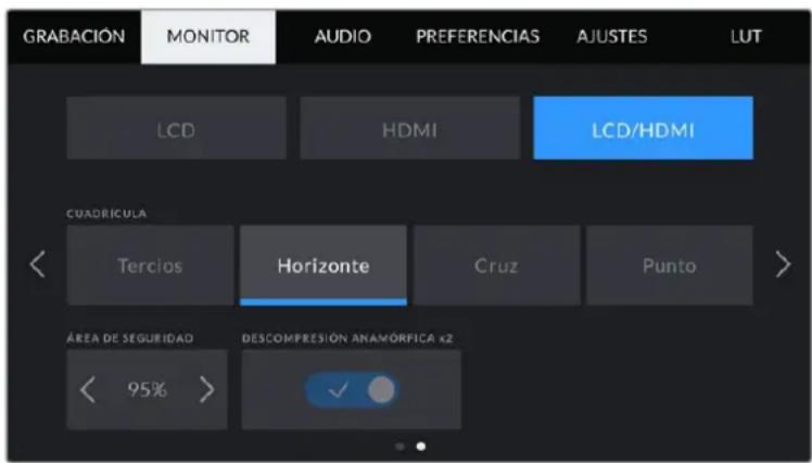 Blackmagic Design Pocket Cinema Camera 6K Pro - Ajustes de monitorización 2 (LCD/HDMI) - 1