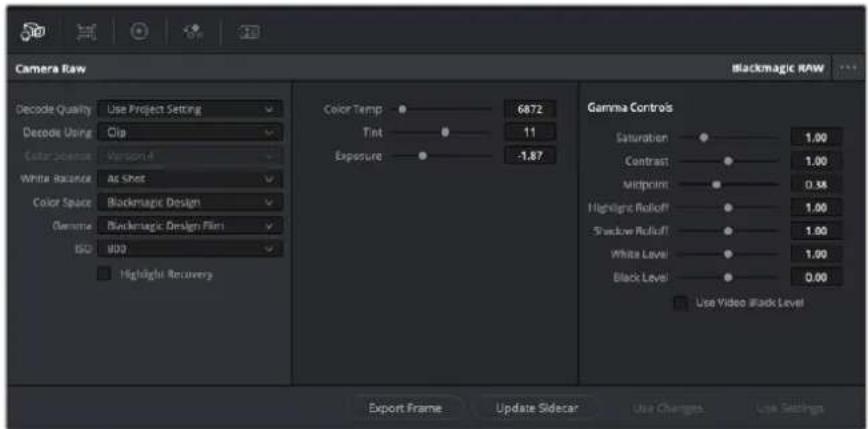 Blackmagic Design Pocket Cinema Camera 6K Pro - Blackmagic RAW的片段设置 - 1