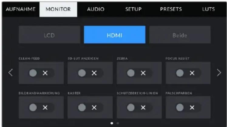 Blackmagic Design Pocket Cinema Camera 6K Pro - MONITOR-Einstellungen Seite 1 - 1