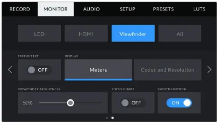 Blackmagic Design Pocket Cinema Camera 6K Pro - Viewfinder Settings - 1