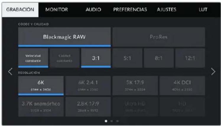 Blackmagic Design Pocket Cinema Camera 6K Pro - Panel de opciones - 1